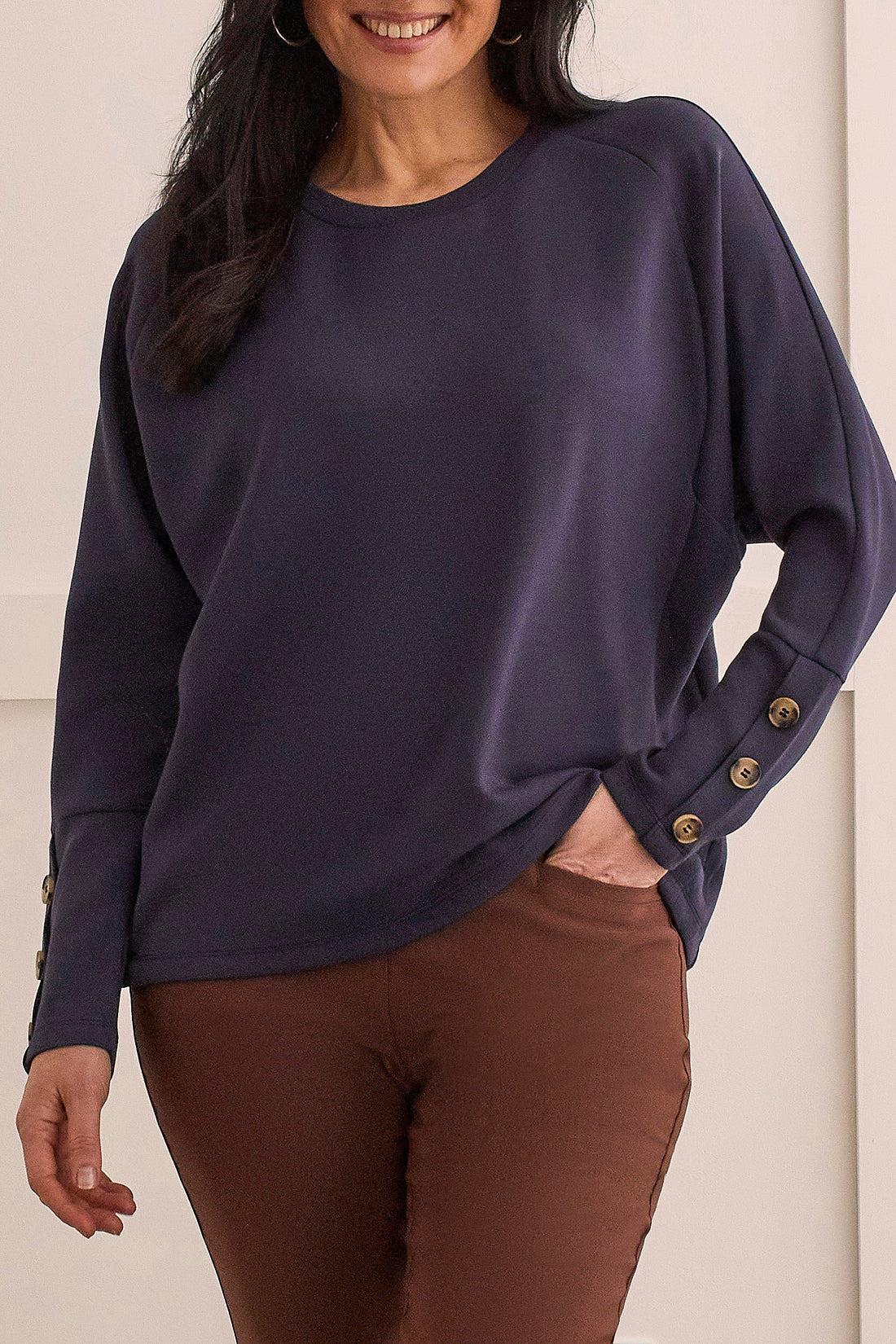 Crewneck Top With Buttons 1457O-3390