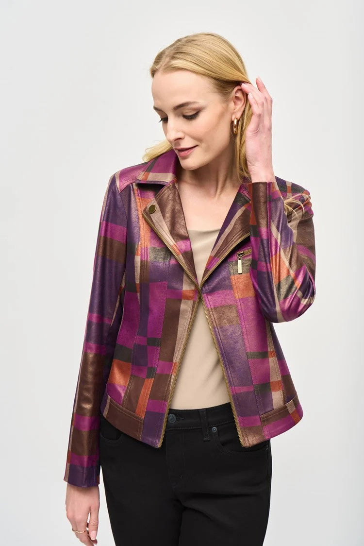 Foiled Print Faux Suede Jacket 243921 T