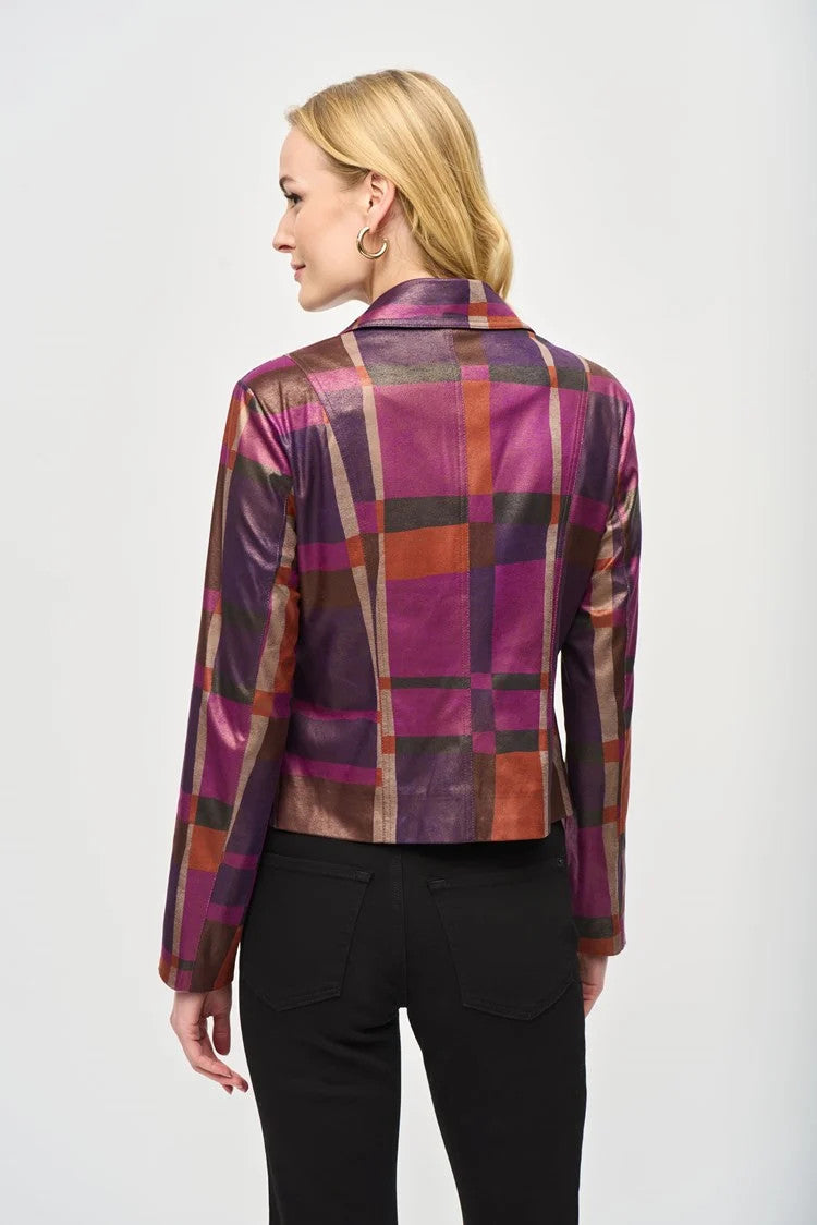 Foiled Print Faux Suede Jacket 243921 T