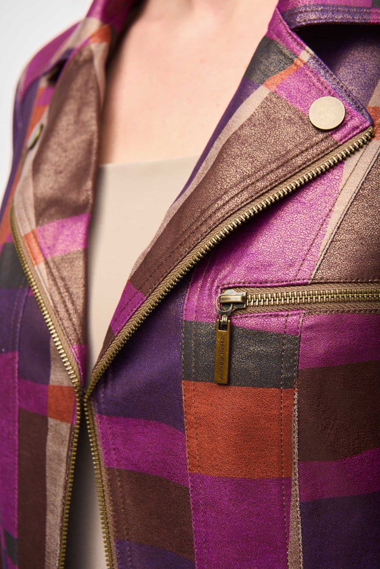 Foiled Print Faux Suede Jacket 243921 T