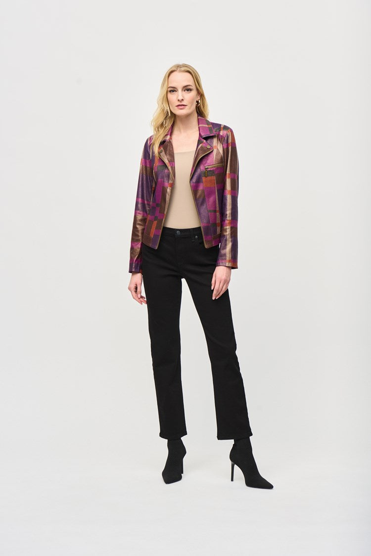 Foiled Print Faux Suede Jacket 243921 T