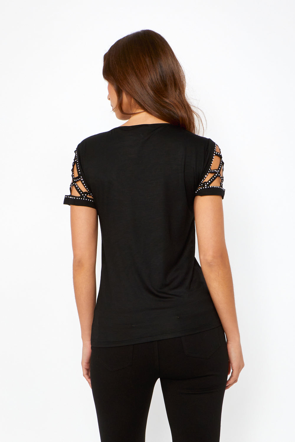 V Neck Jeweled Pullover Style 243465U