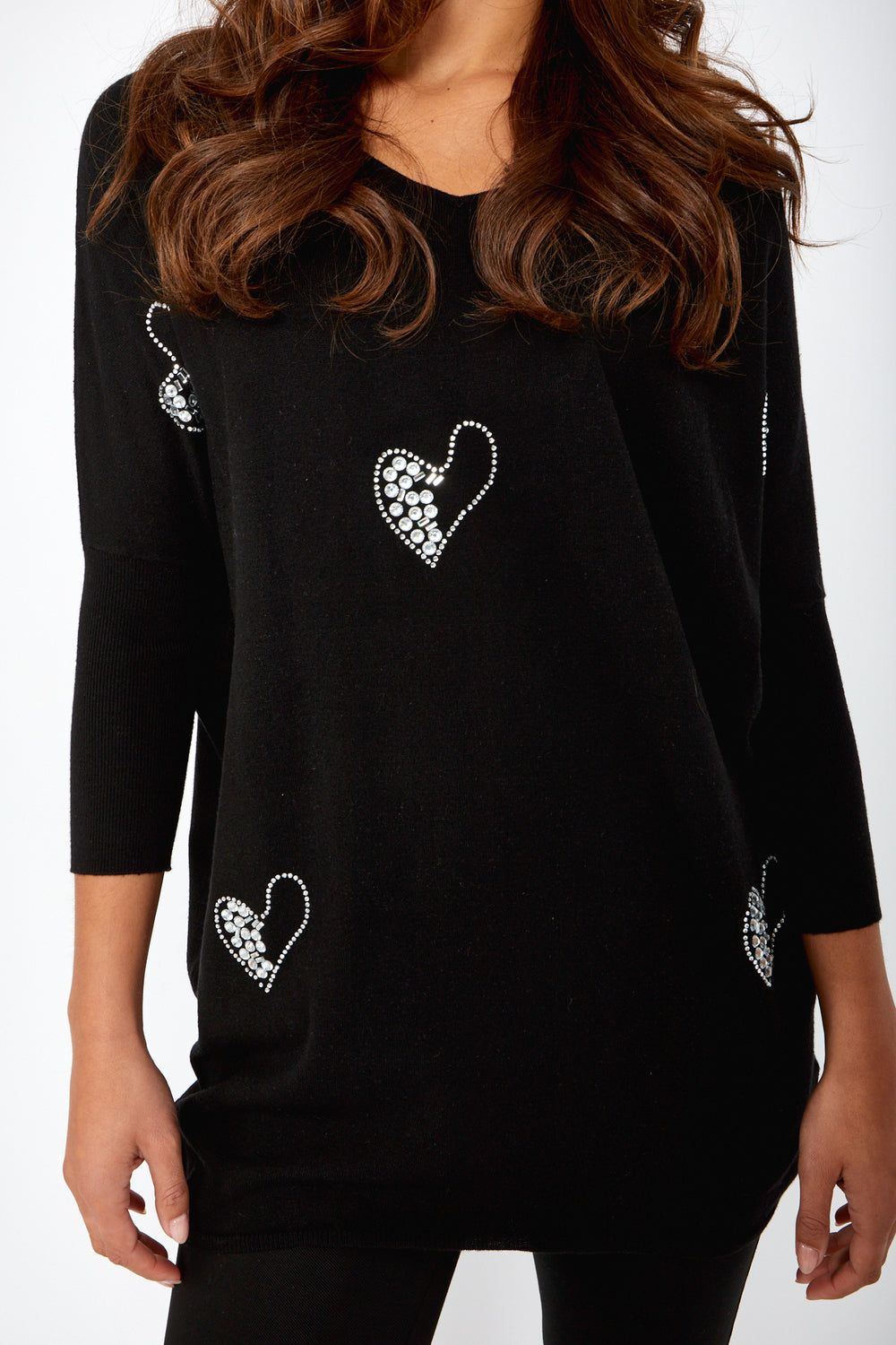 Relaxed Fit Heart Embellished Top Style 243492