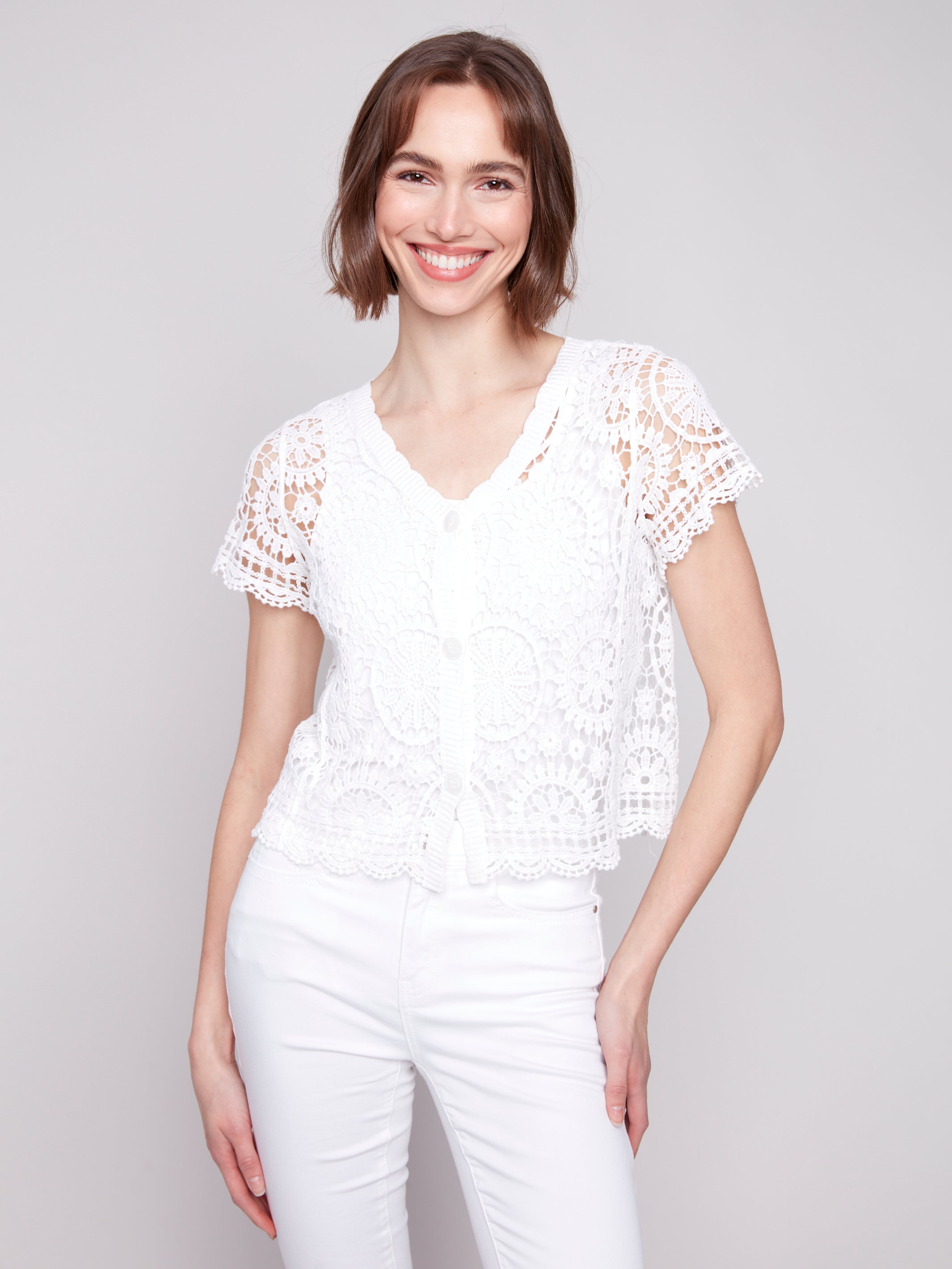 Short Sleeve Crochet Bolero C4584/174C