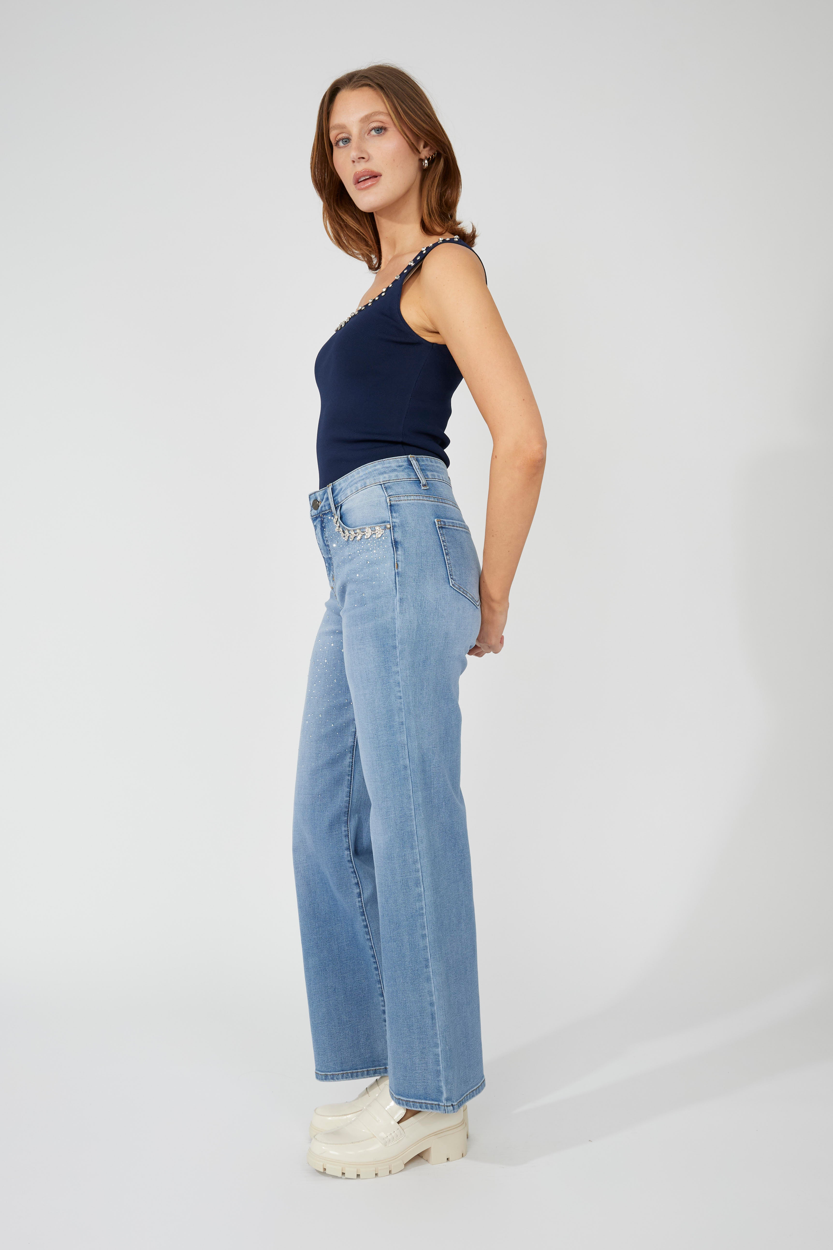 Embellished High-Waisted Denim Pant 251501