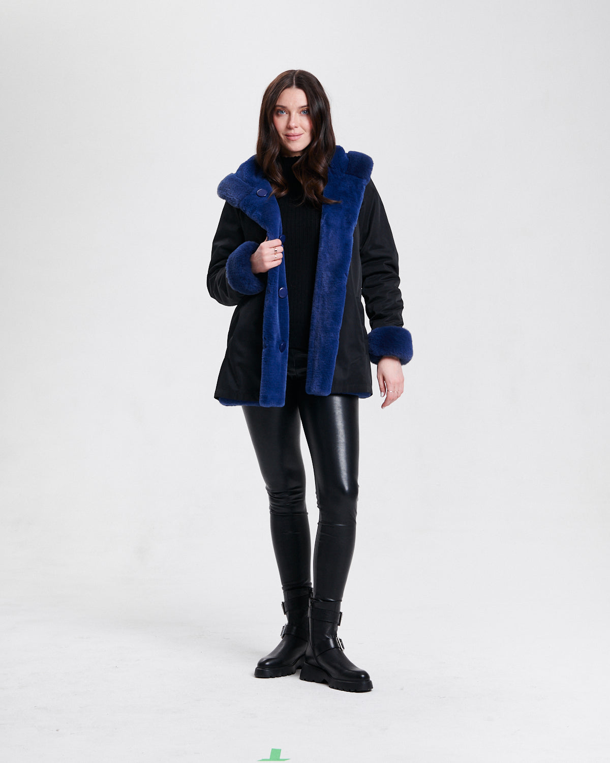 Reversible Hooded Fur Coat 8130-376