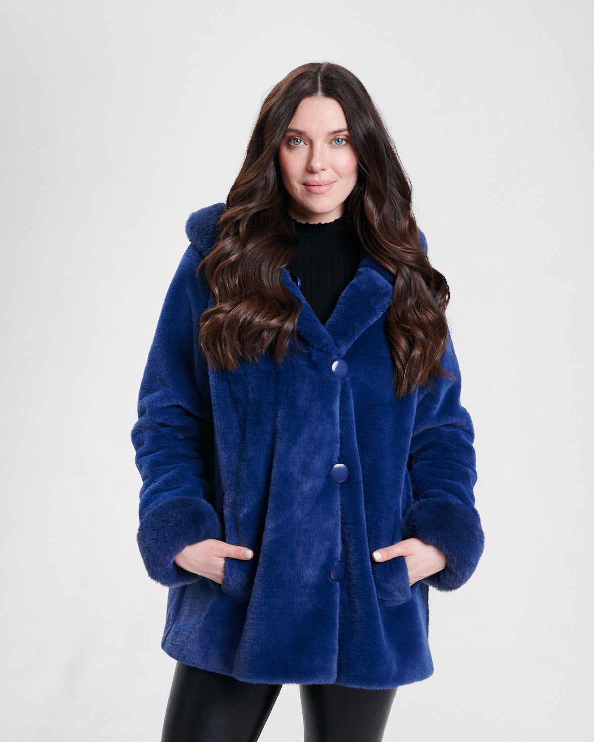 Reversible Hooded Fur Coat 8130-376