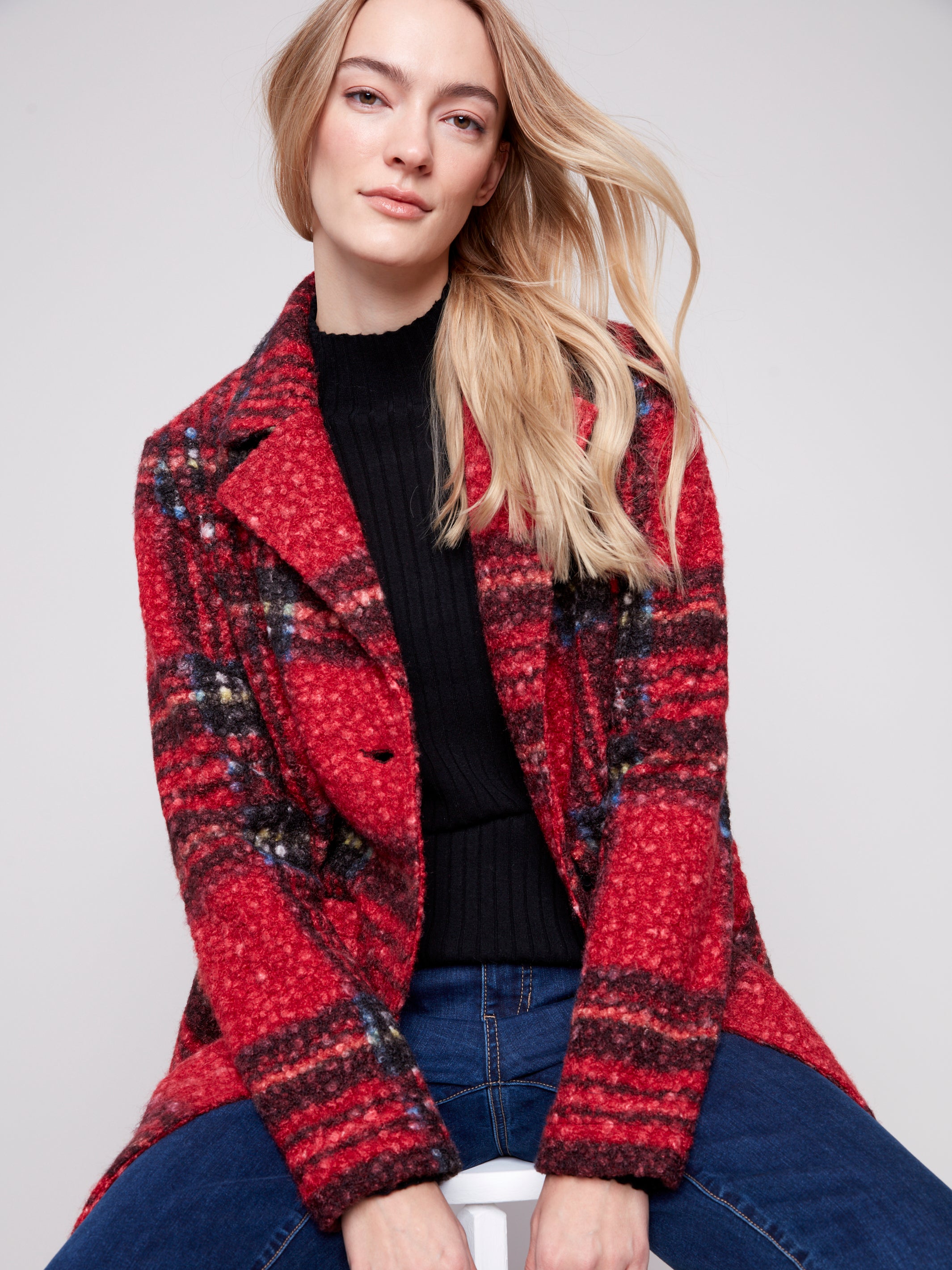 Plaid Boucle Coat C6141Z/707B
