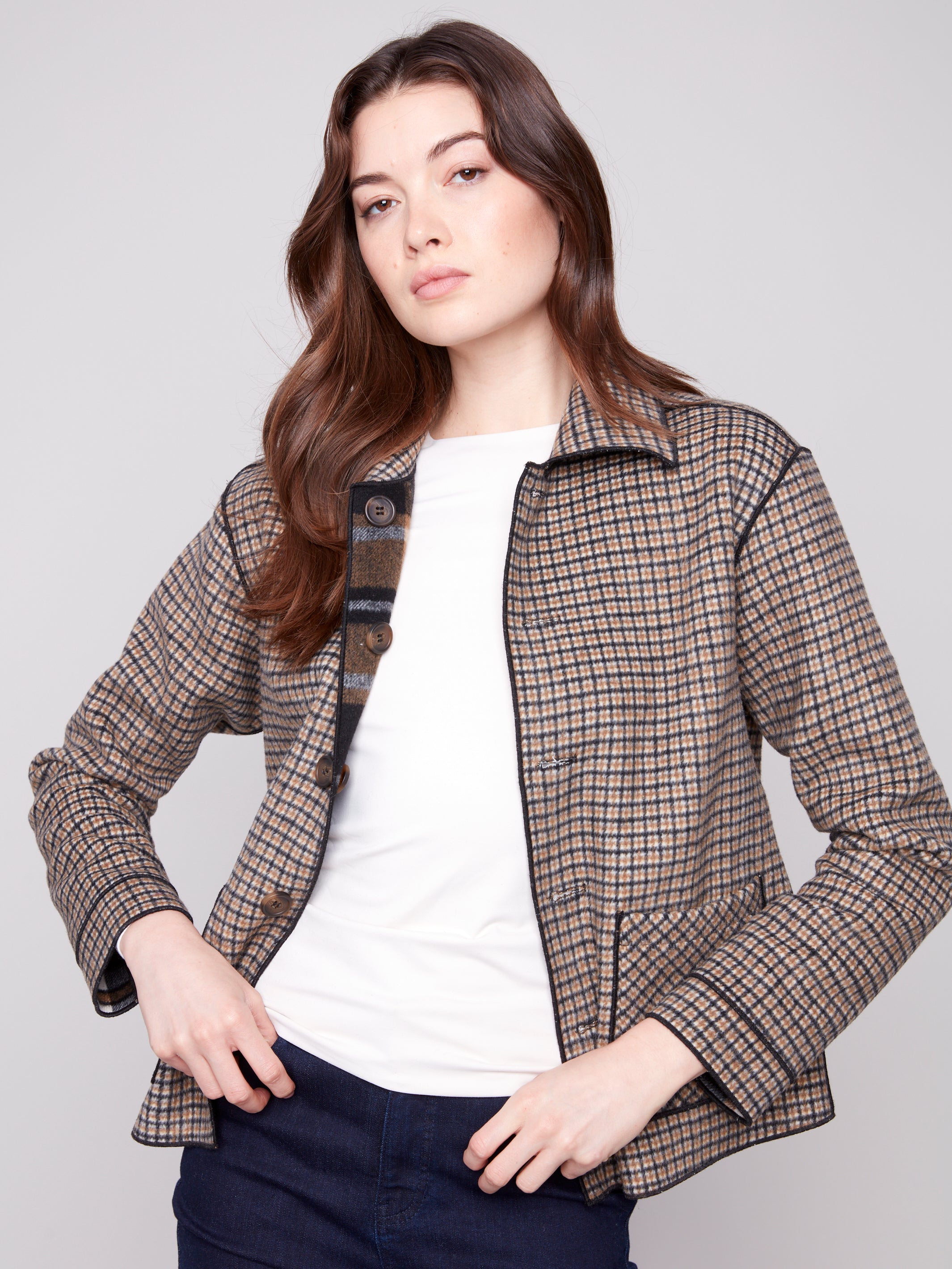 Reversible Plaid Coat C6185Y/134B