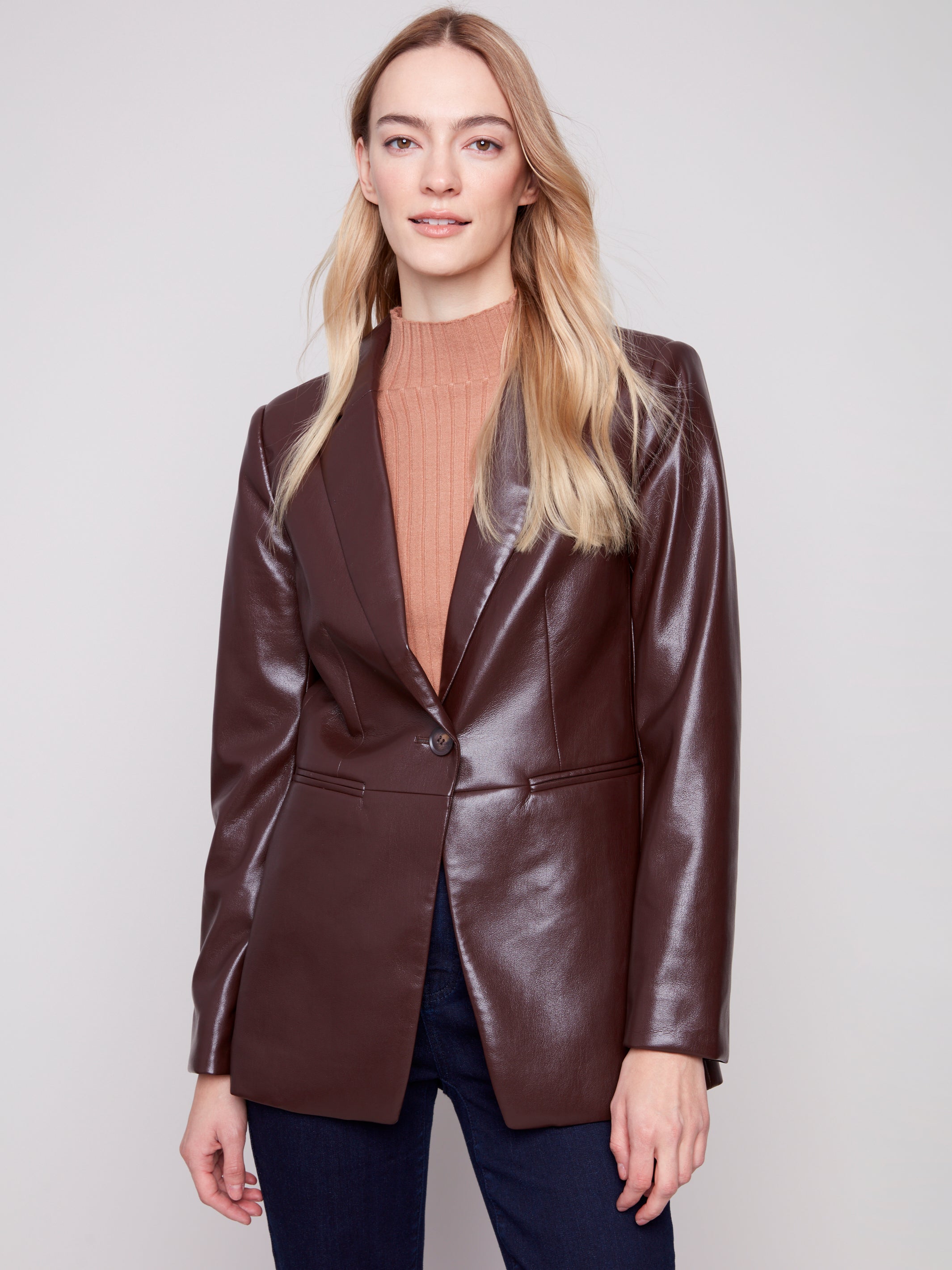 Faux Leather Blazer C6387/375C