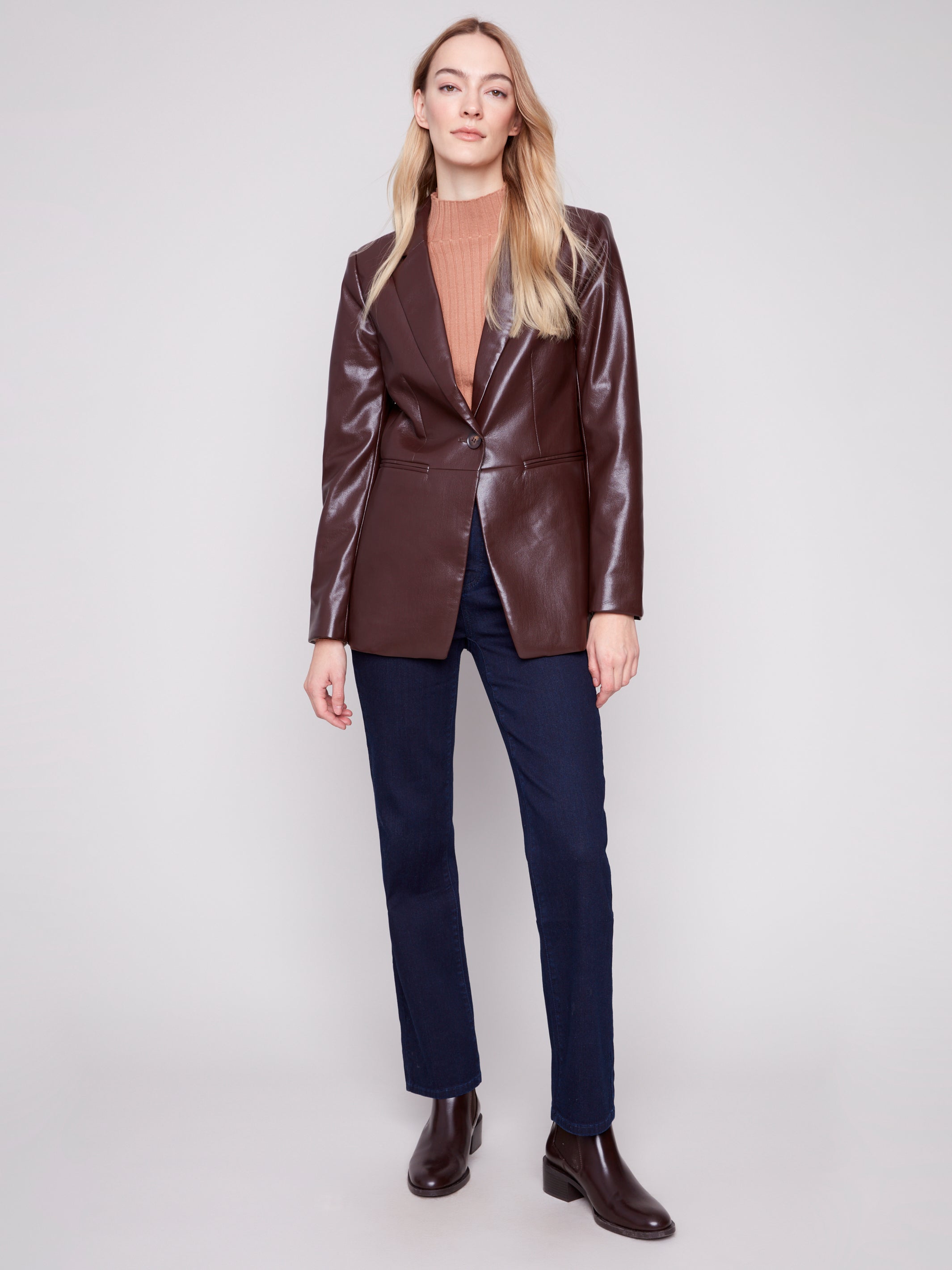 Faux Leather Blazer C6387/375C