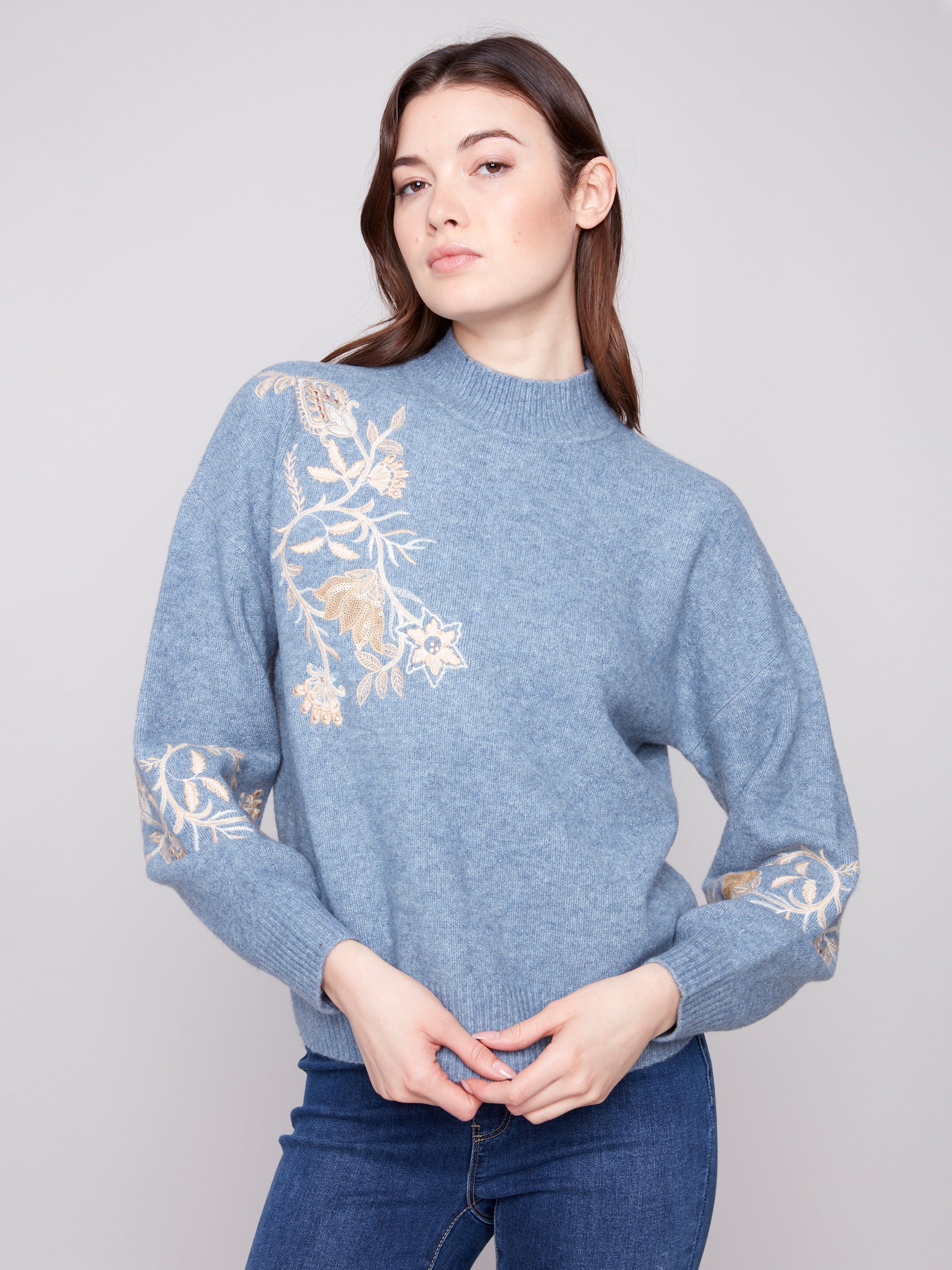 Mock Neck Sweater With Sequin Detail C2856/018C