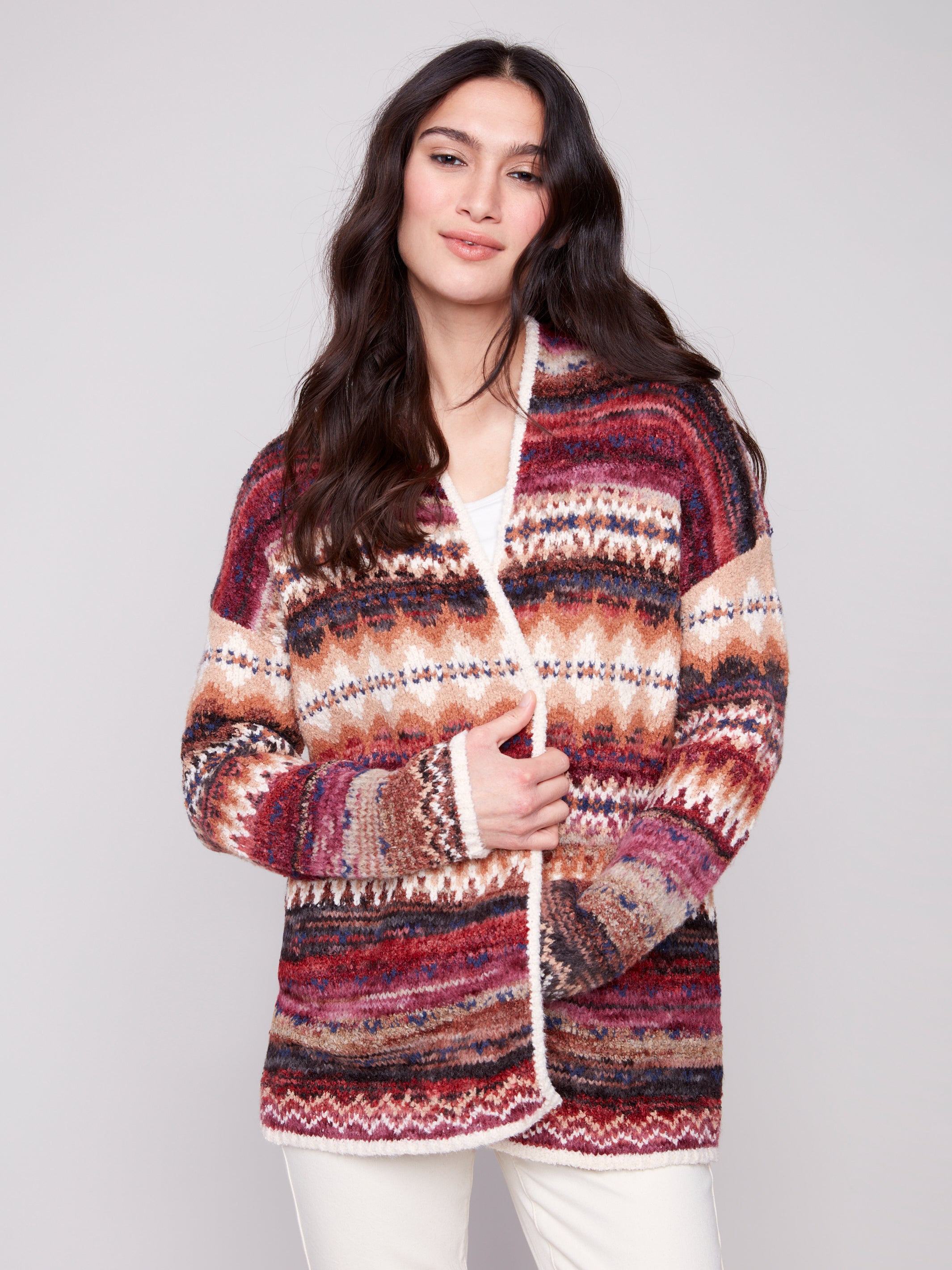Jacquard Cardigan With Patch Pockets C2934/428C