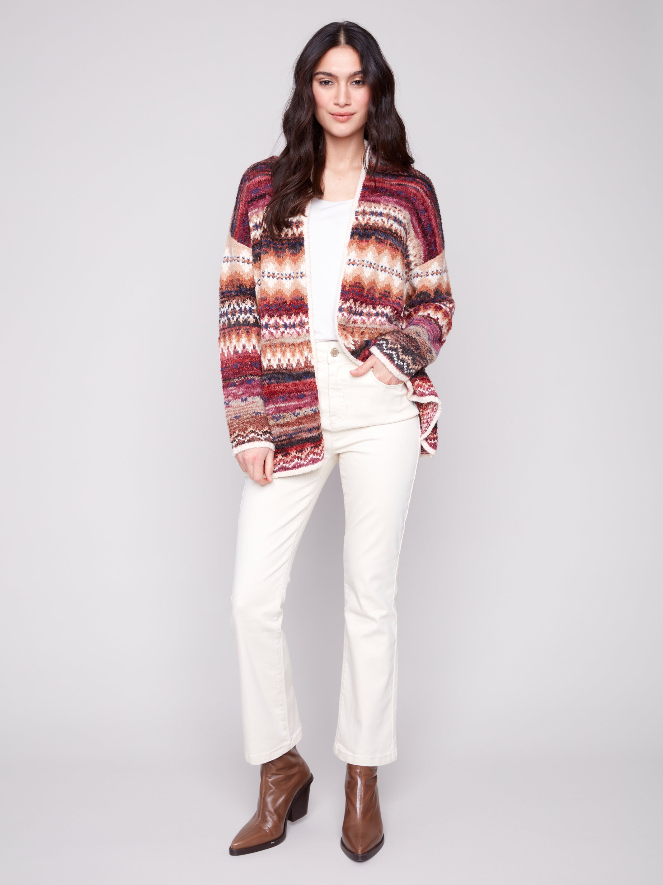 Jacquard Cardigan With Patch Pockets C2934/428C
