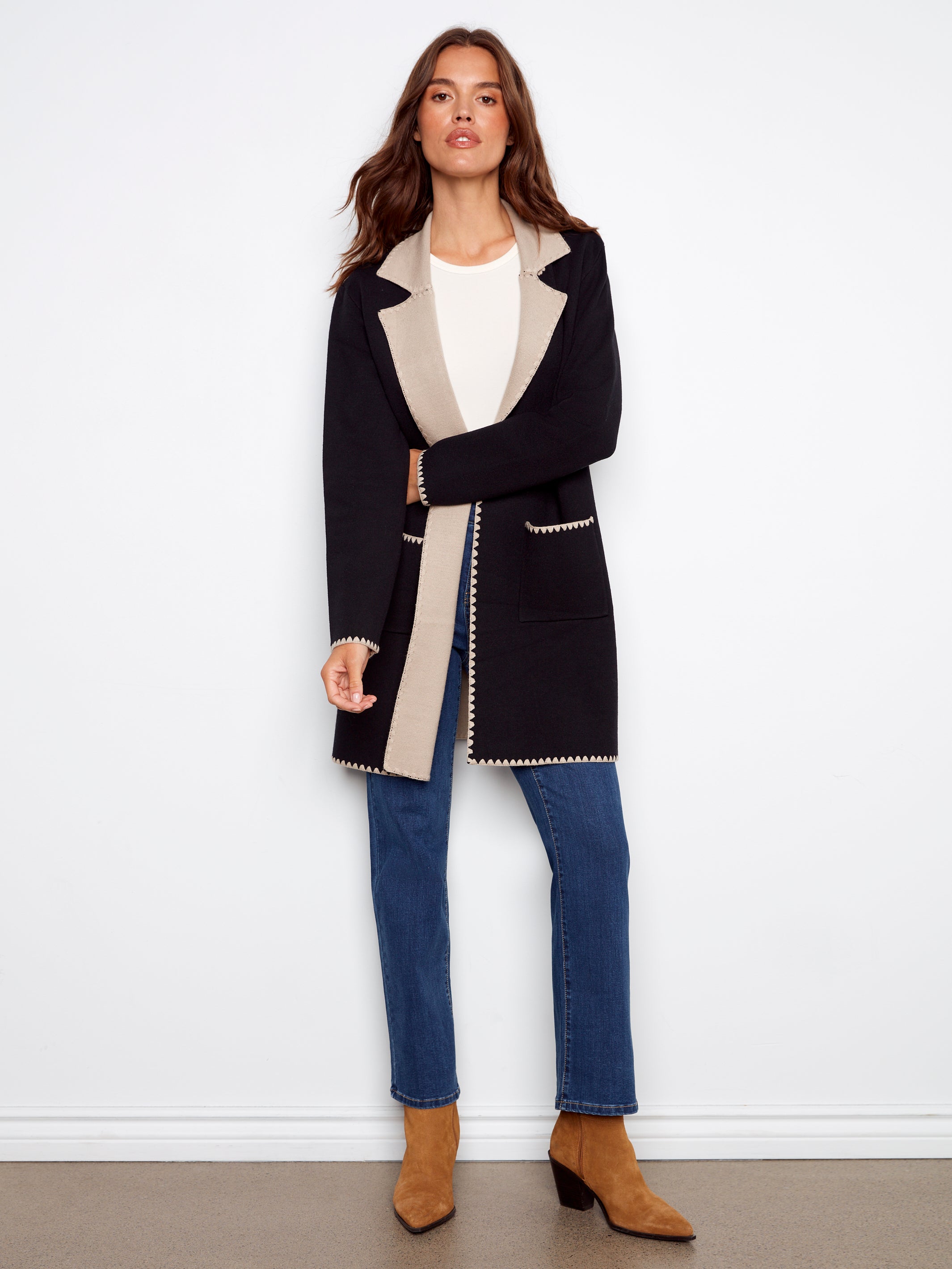 Cardigan With Blanket Stitch