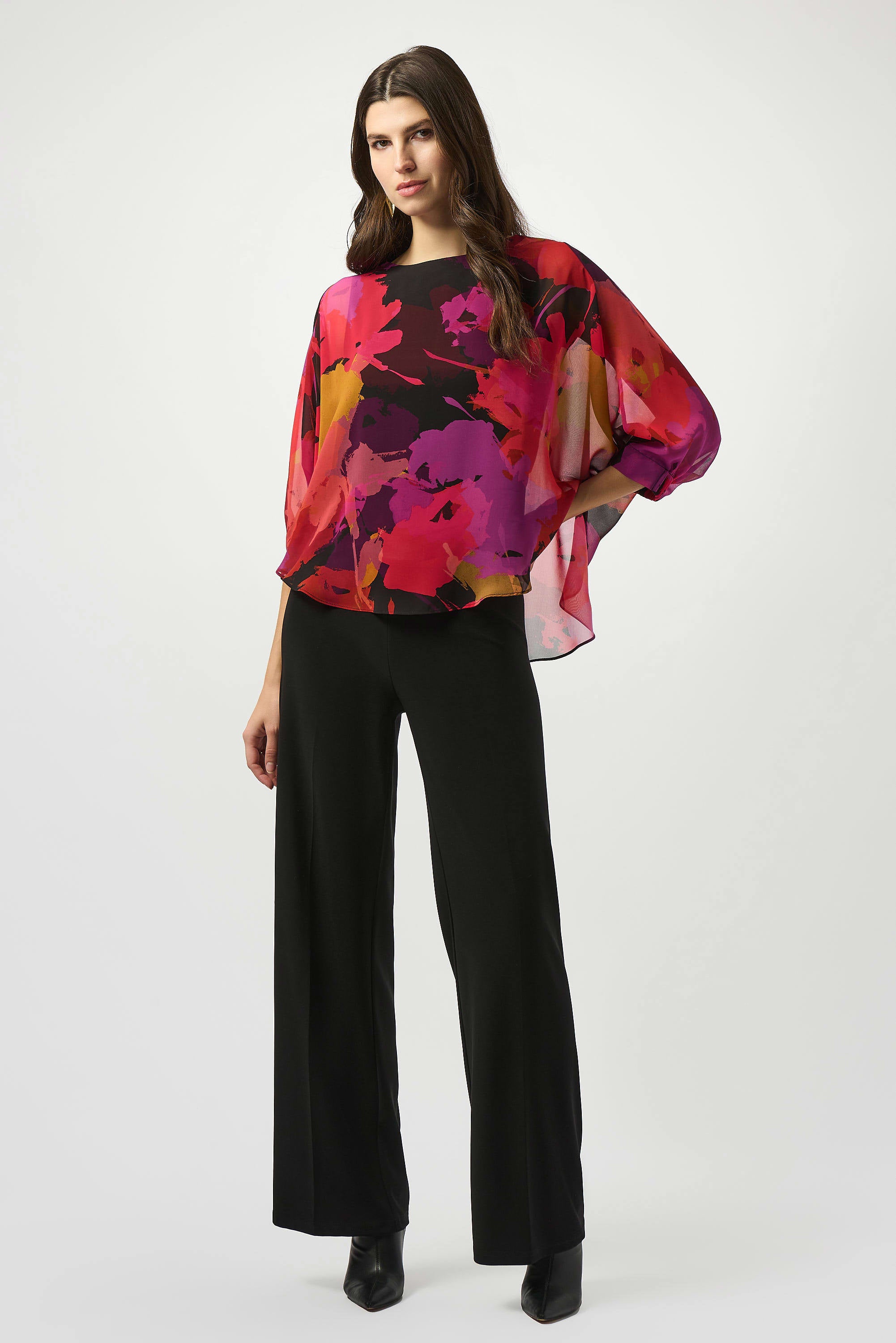 Recycled Chiffon Floral Print Boxy Top 253257