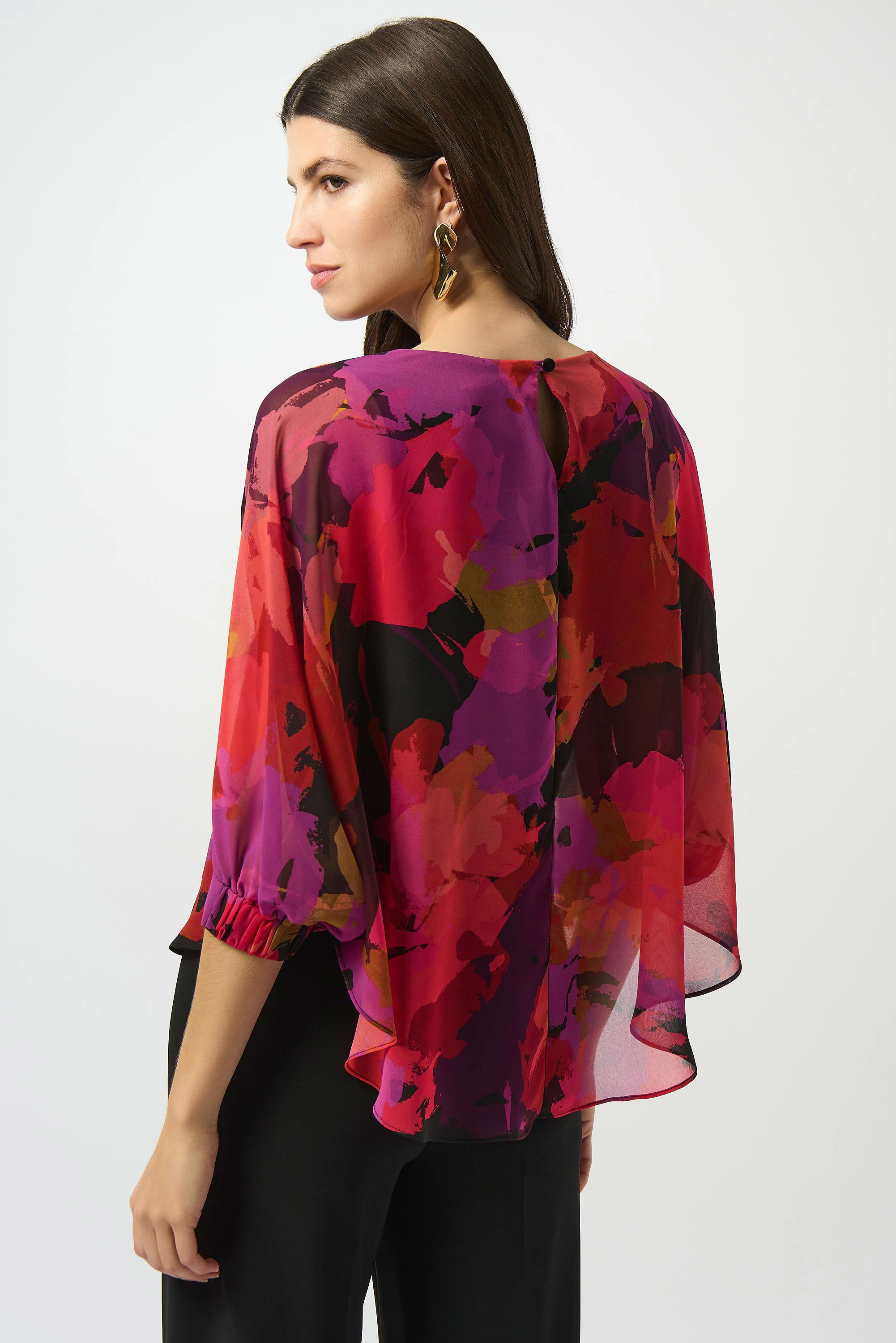 Recycled Chiffon Floral Print Boxy Top 253257