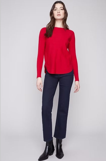 Round Hem Lace Up Sweater C2170Z-464A