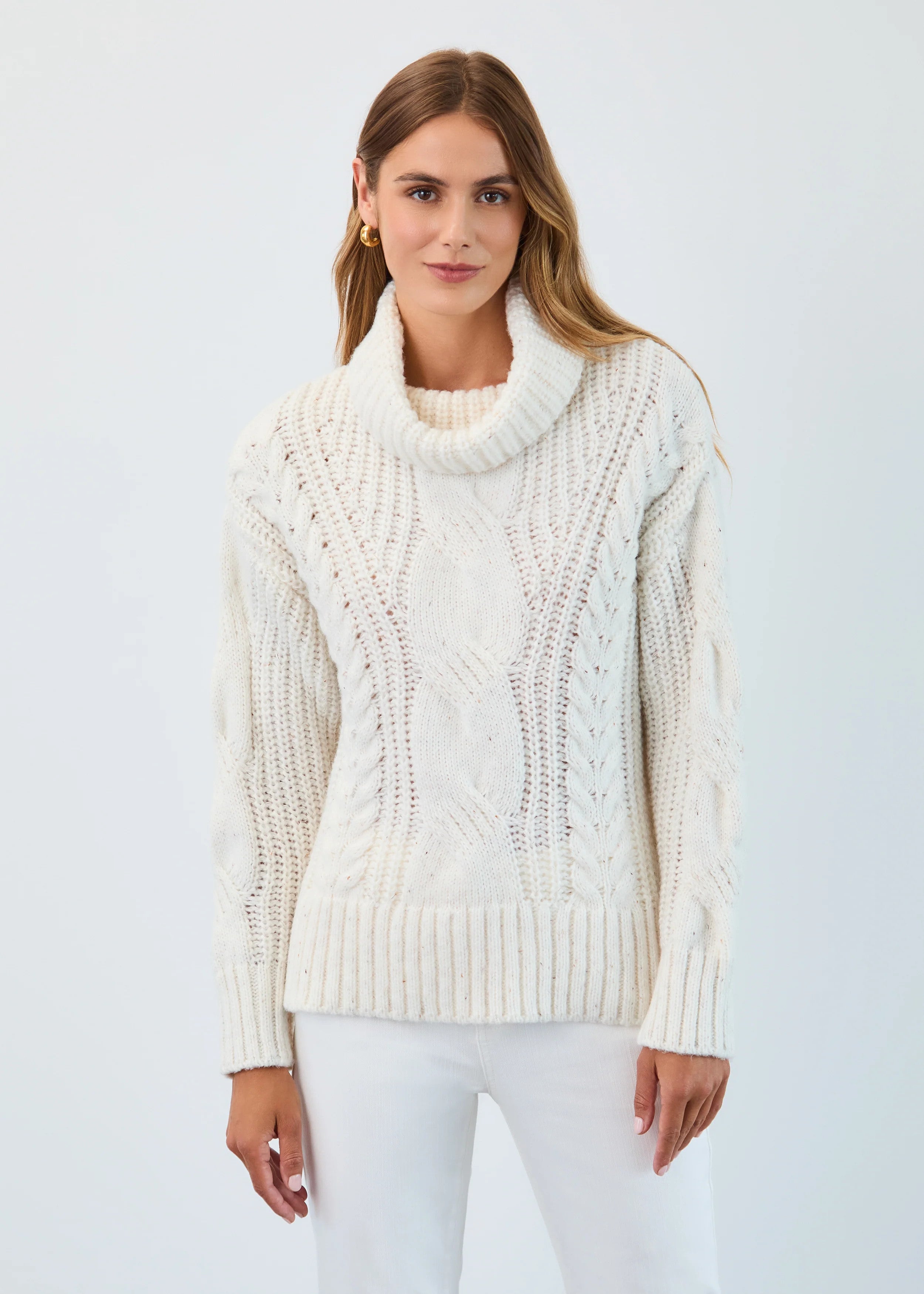 Cowl Neck Cable Sweater 1205423