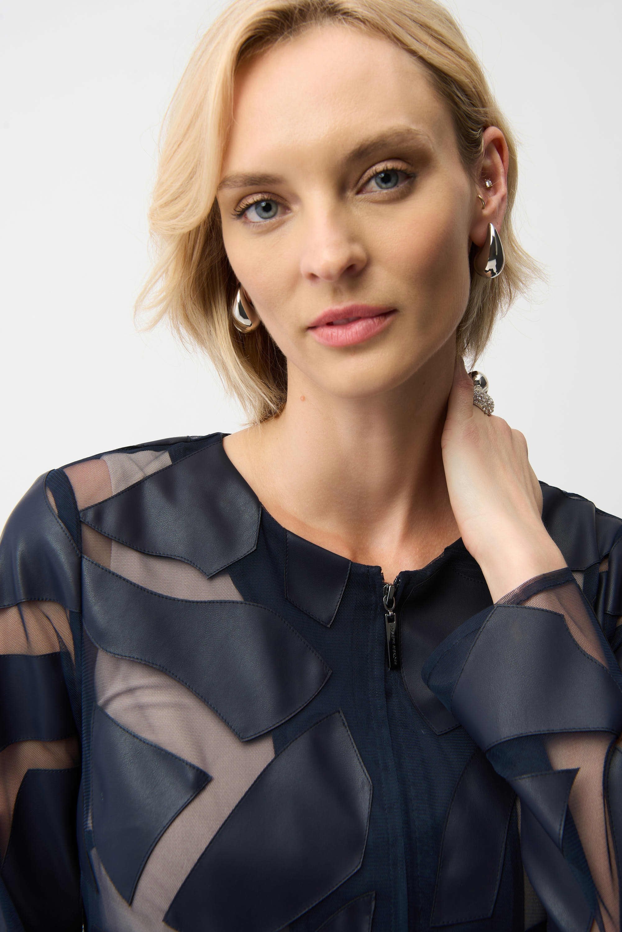 Sheer Zipper Front Formal Jacket 261906