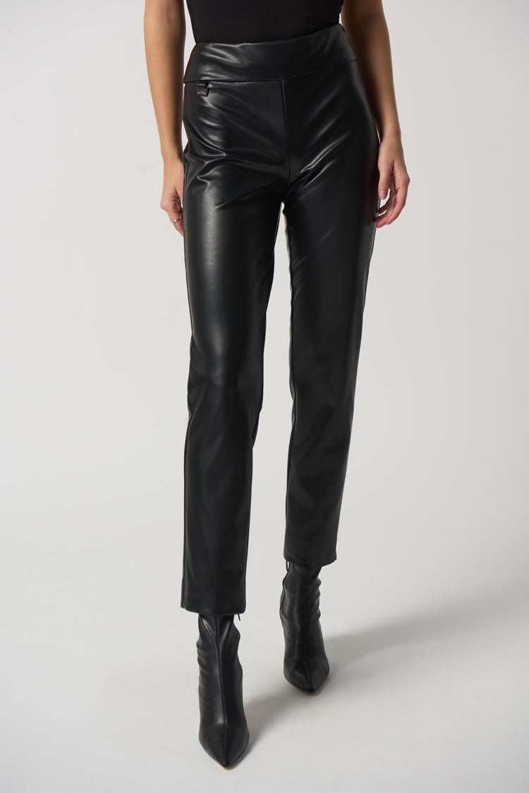 Black Faux Leather Pants Style 223196