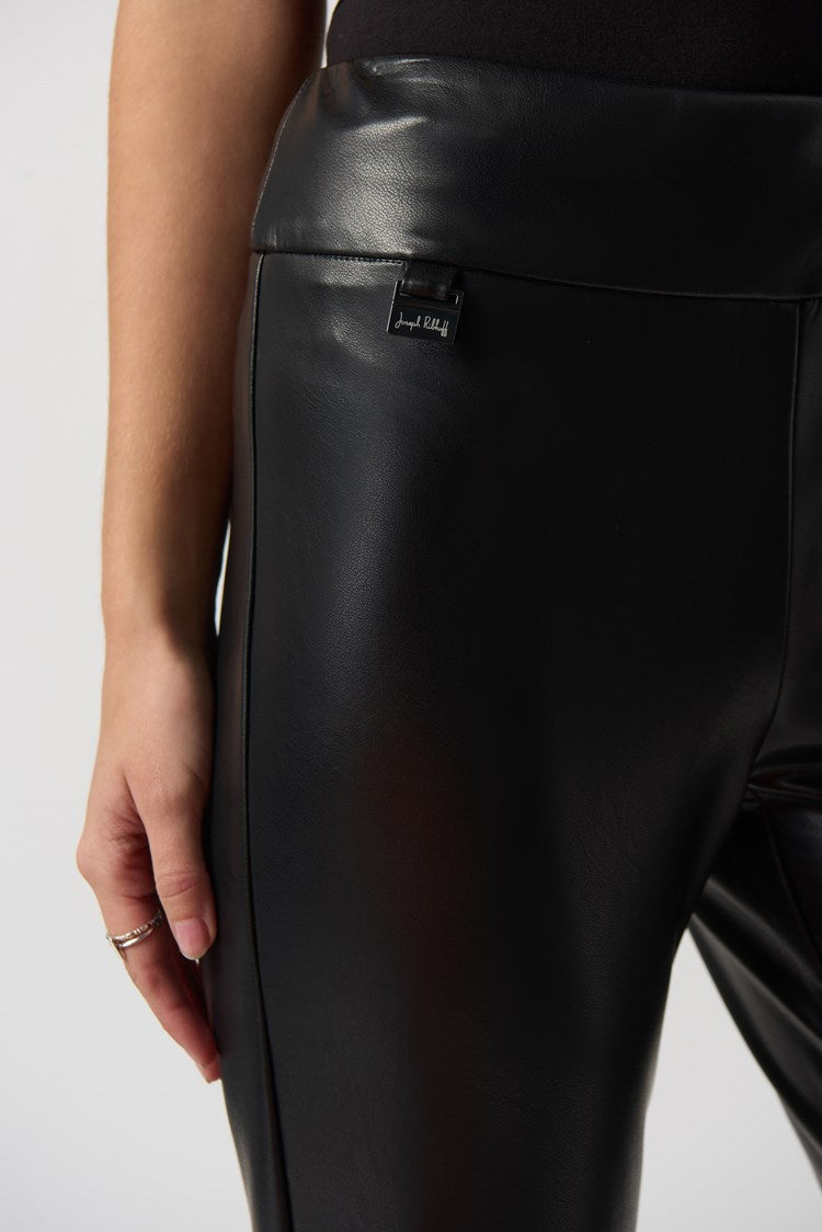 Black Faux Leather Pants Style 223196