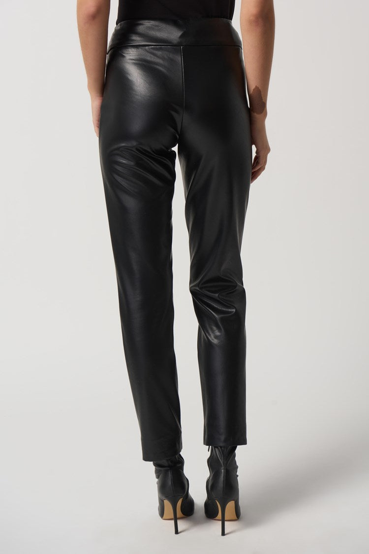 Black Faux Leather Pants Style 223196