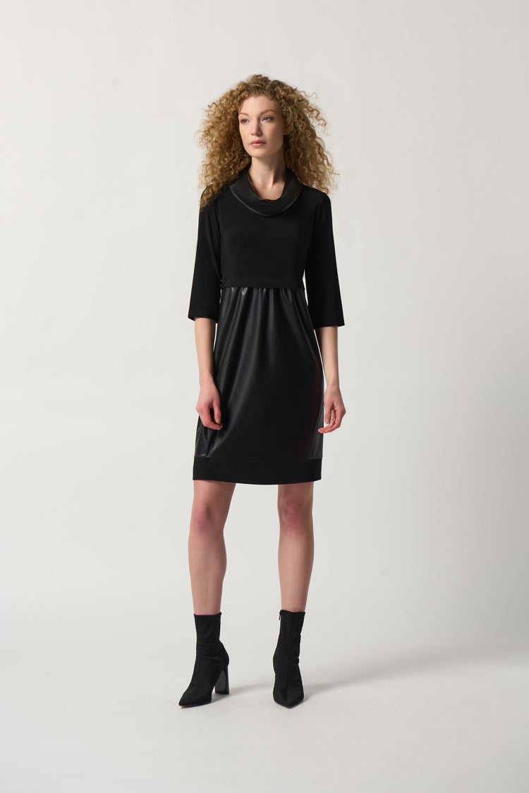 Faux-Leather and Knit Cocoon Dress 233091