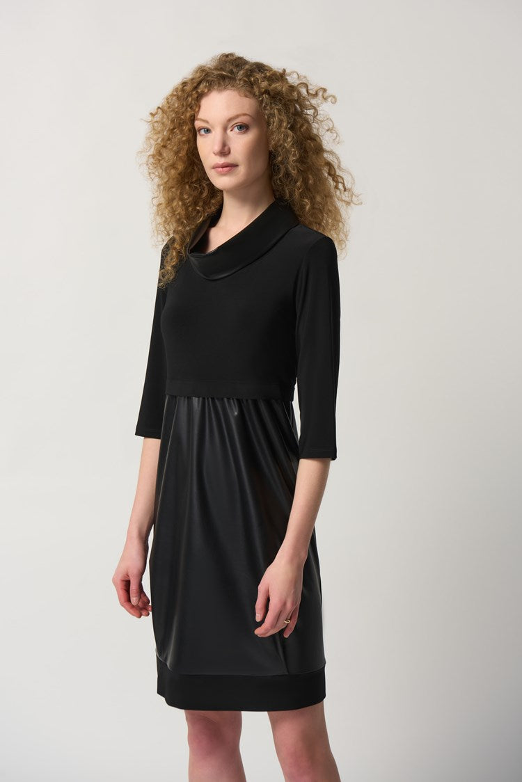 Faux-Leather and Knit Cocoon Dress 233091