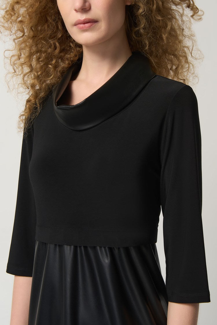 Faux-Leather and Knit Cocoon Dress 233091