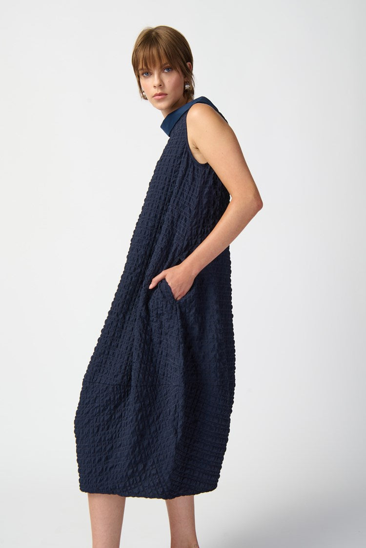Textured Woven Sleeveless Cocoon Dress 241204