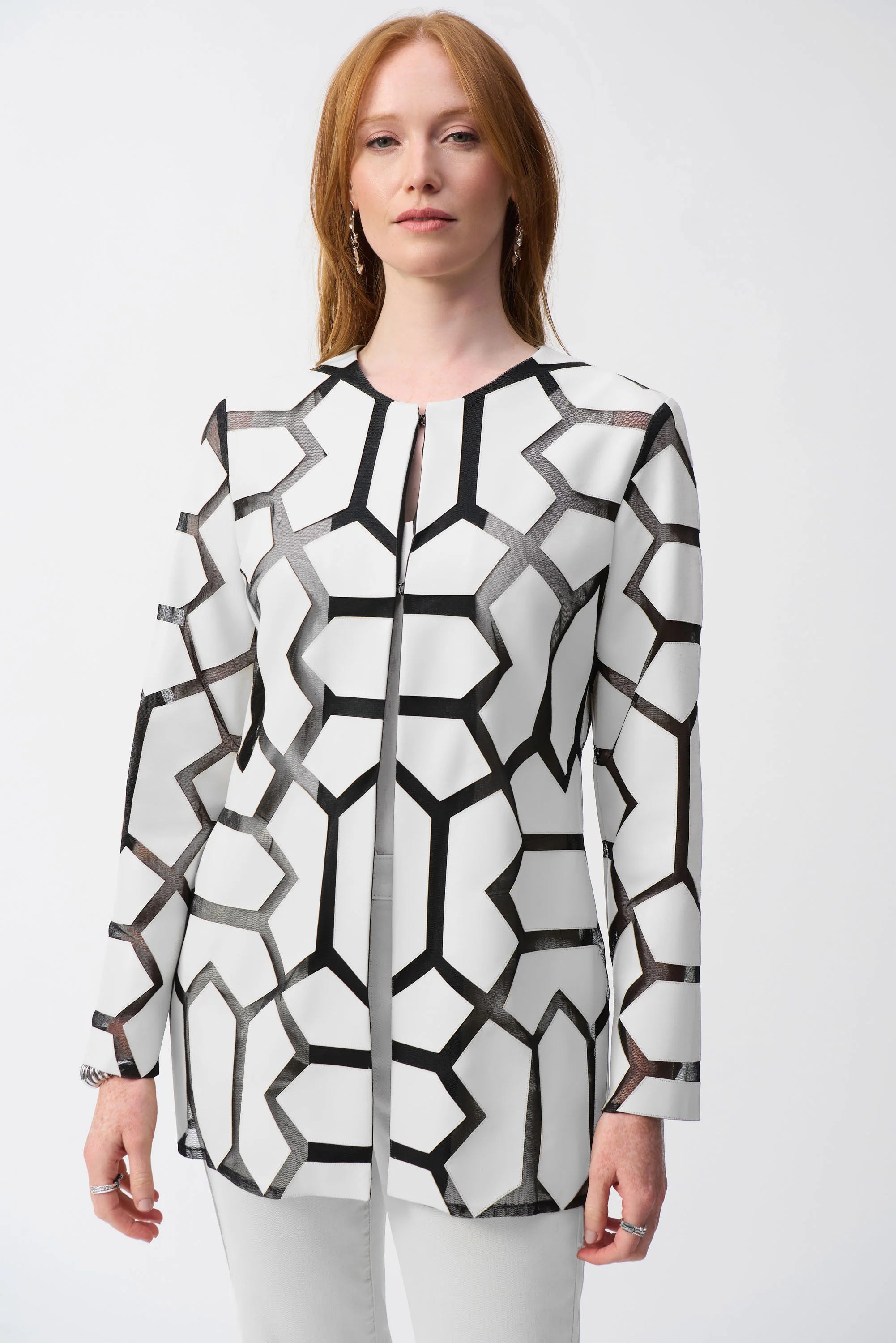 Laser-Cut Leatherette on Mesh Jacket 241905S25