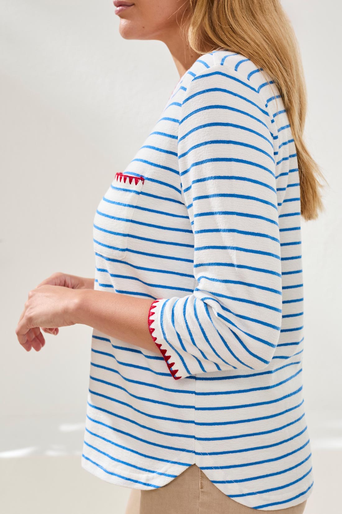 3/4 Sleeve Striped Top 2433O-8420