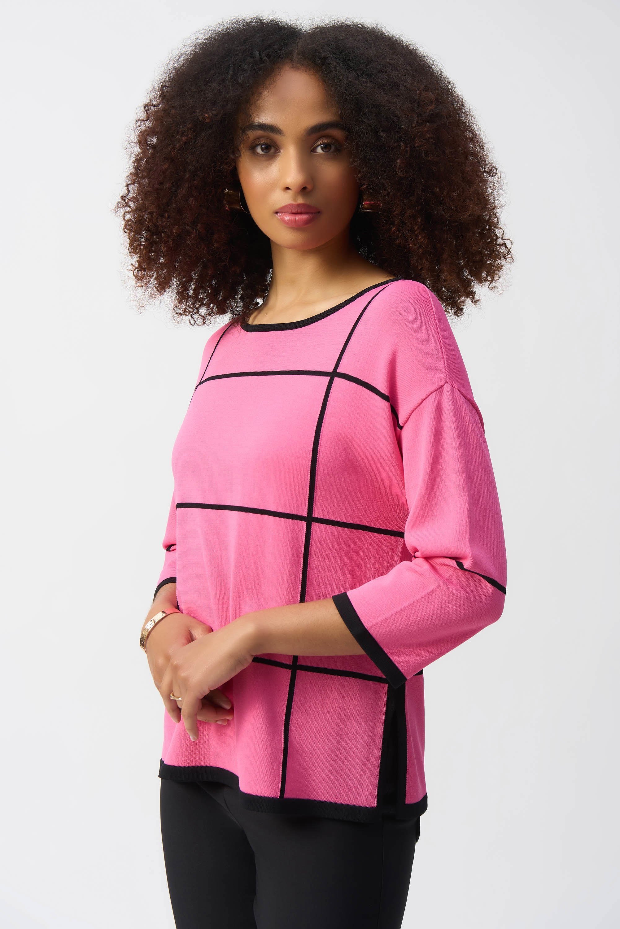 Plaid Sweater Knit Pullover 251918