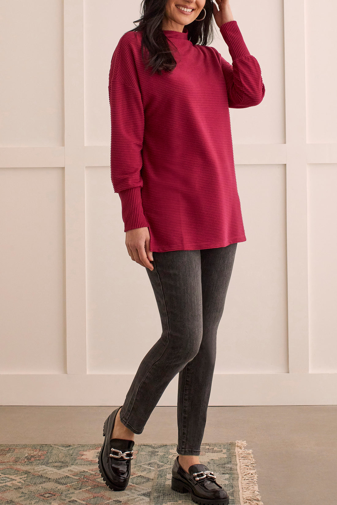 Funnel Neck Tunic With Side Slits 7913O-4860