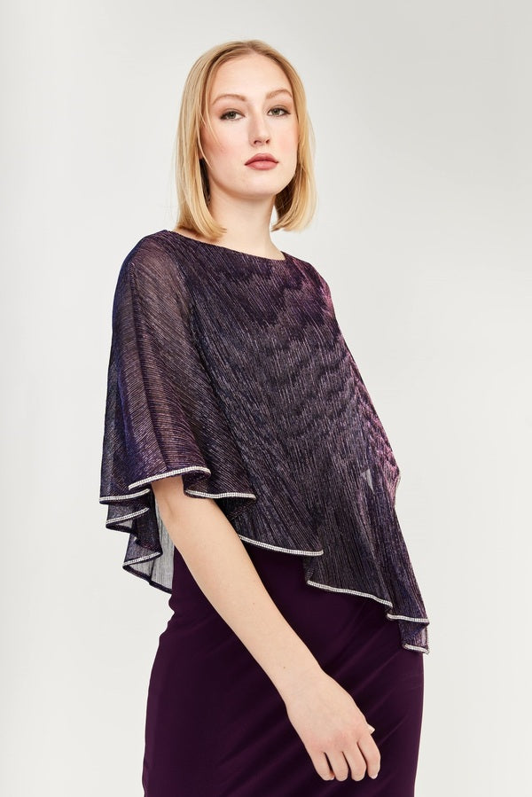 Purple/Pink Knit Dress With Chiffon Overlay 239158