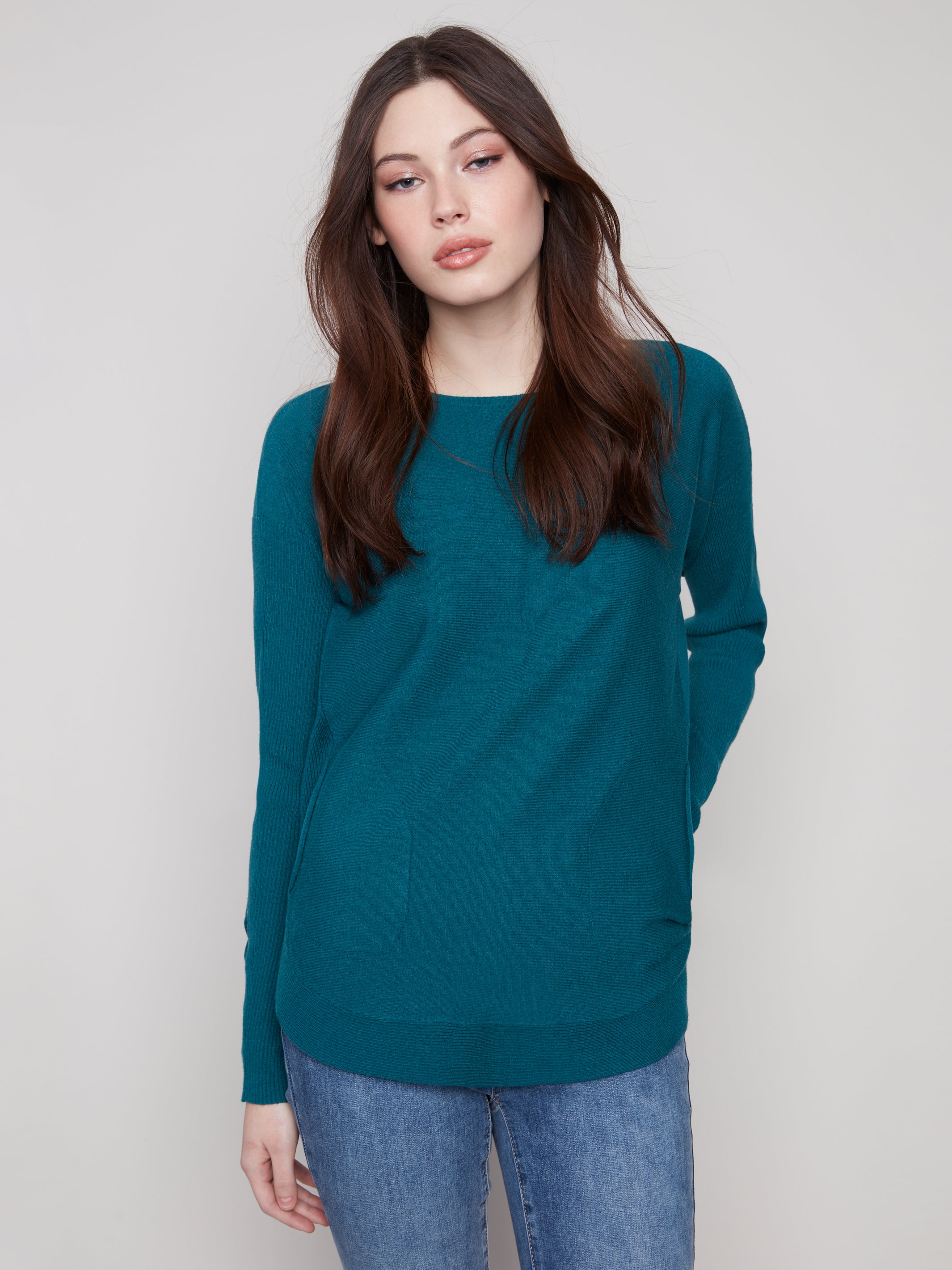 Round Hem Sweater With Pockets C2380Y/464A