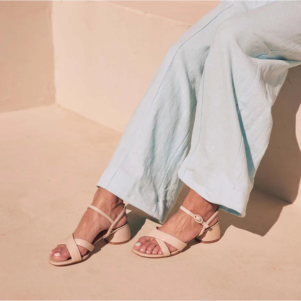 FIROA LEATHER BLOCK HEEL SANDALS