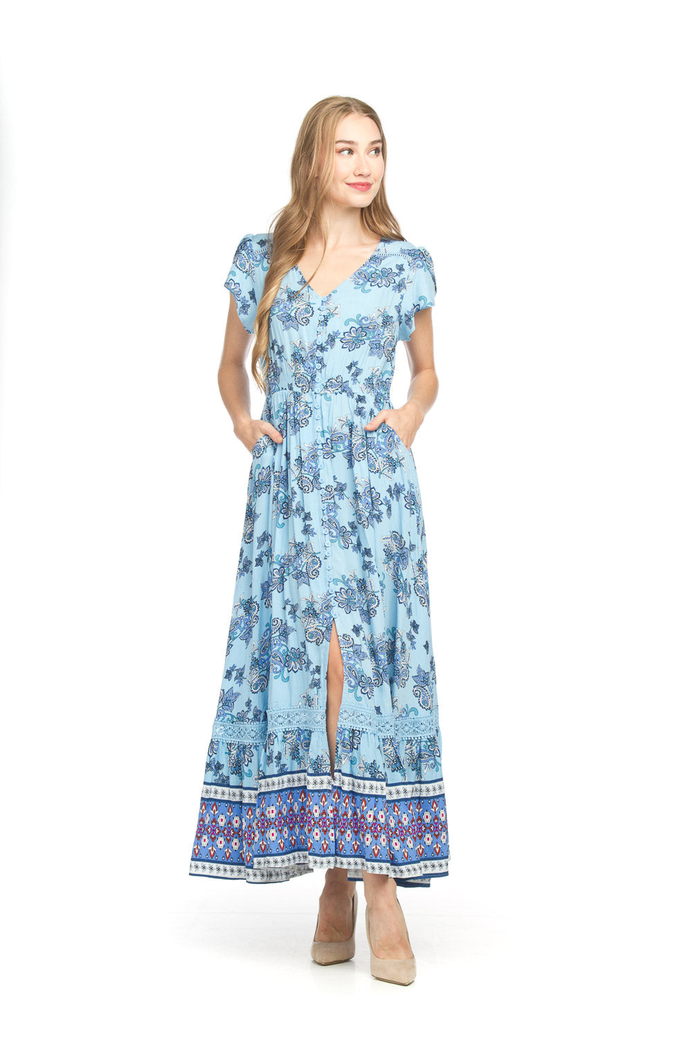 Pasiley Border Print Dress PD-18612