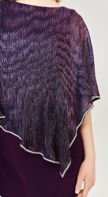 Purple/Pink Knit Dress With Chiffon Overlay 239158