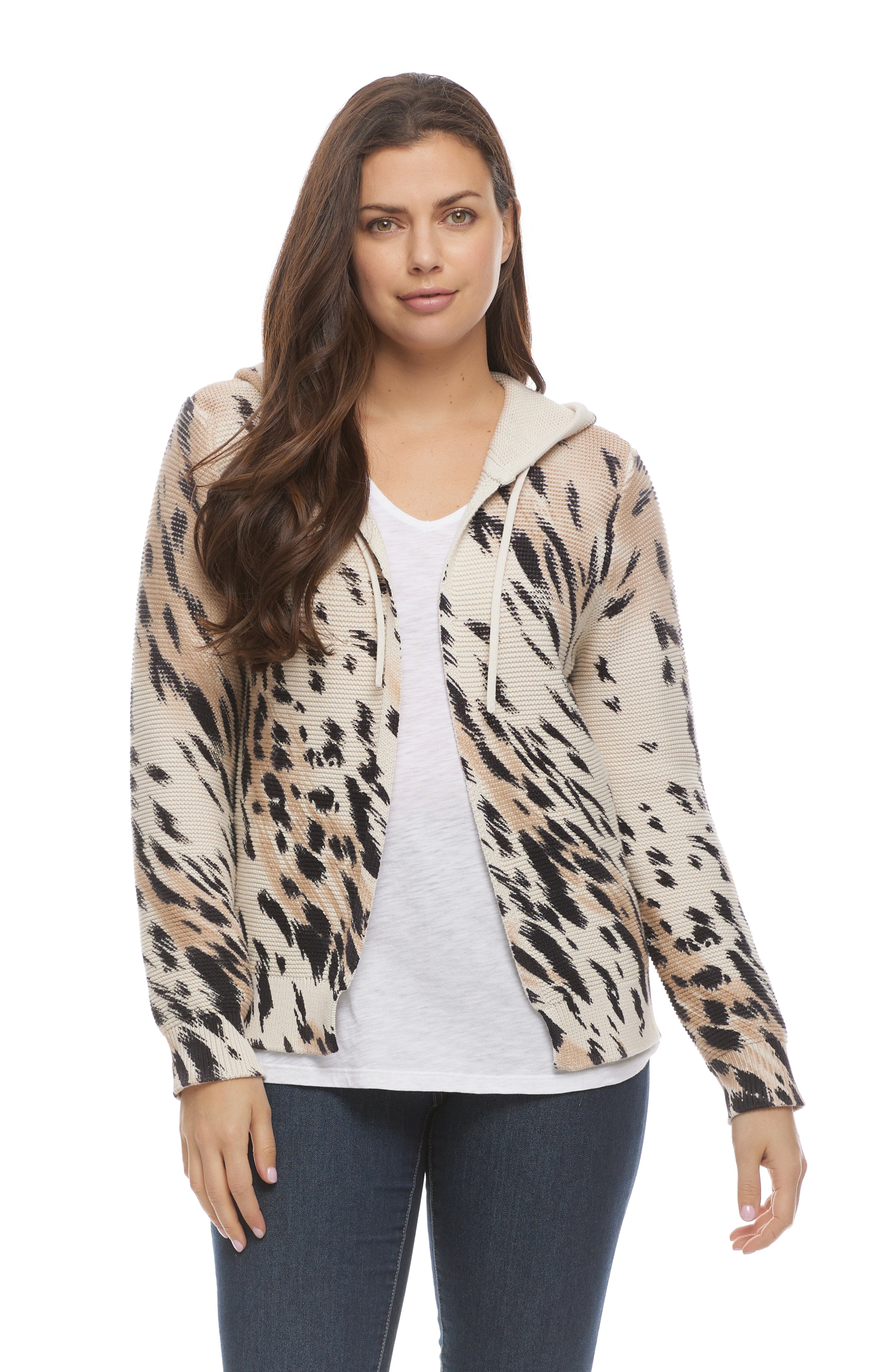 Printed Garter Stitch Hoodie