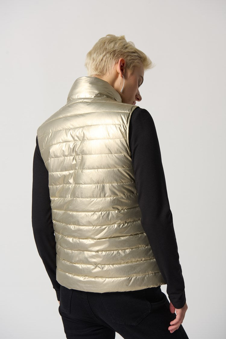 Reversible Quilted Metallic Puffer Vest 233966
