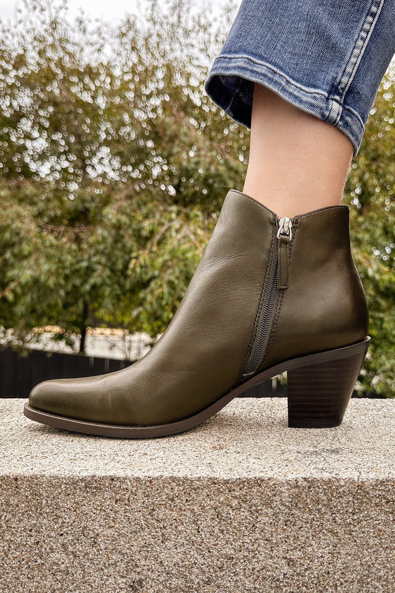 Ellie Heeled Boot Dark Olive