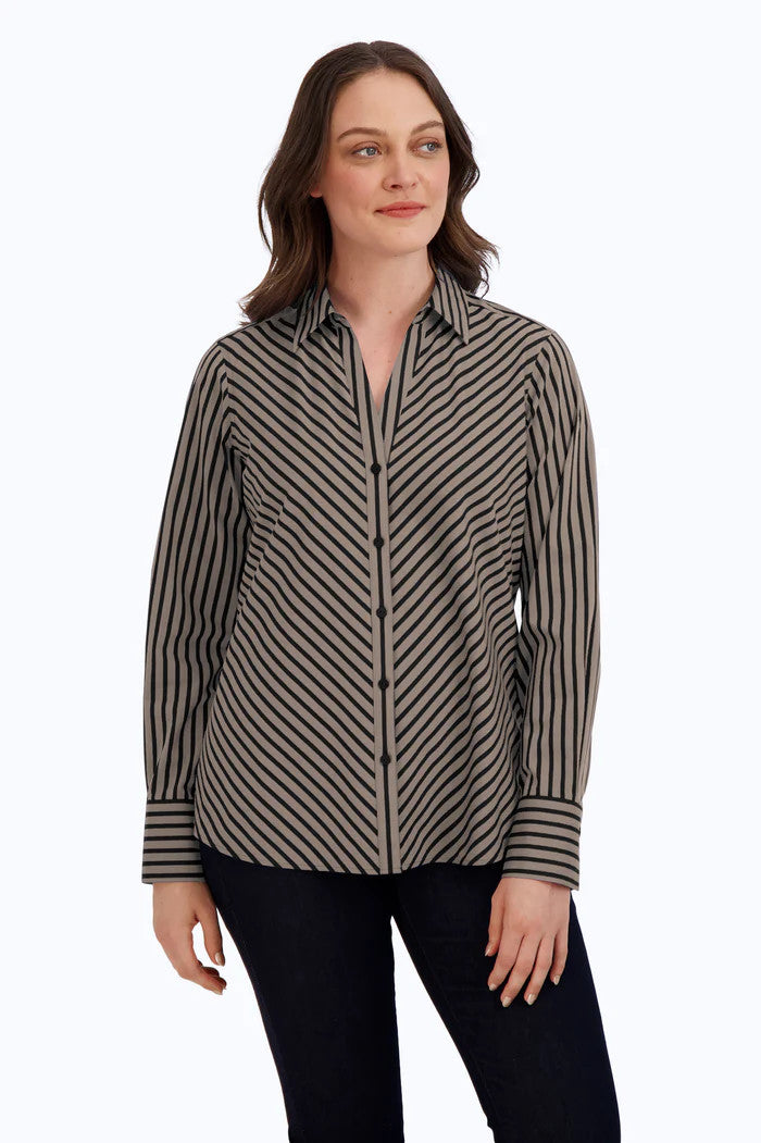 Mary Stretch No Iron Stripe Shirt 199568