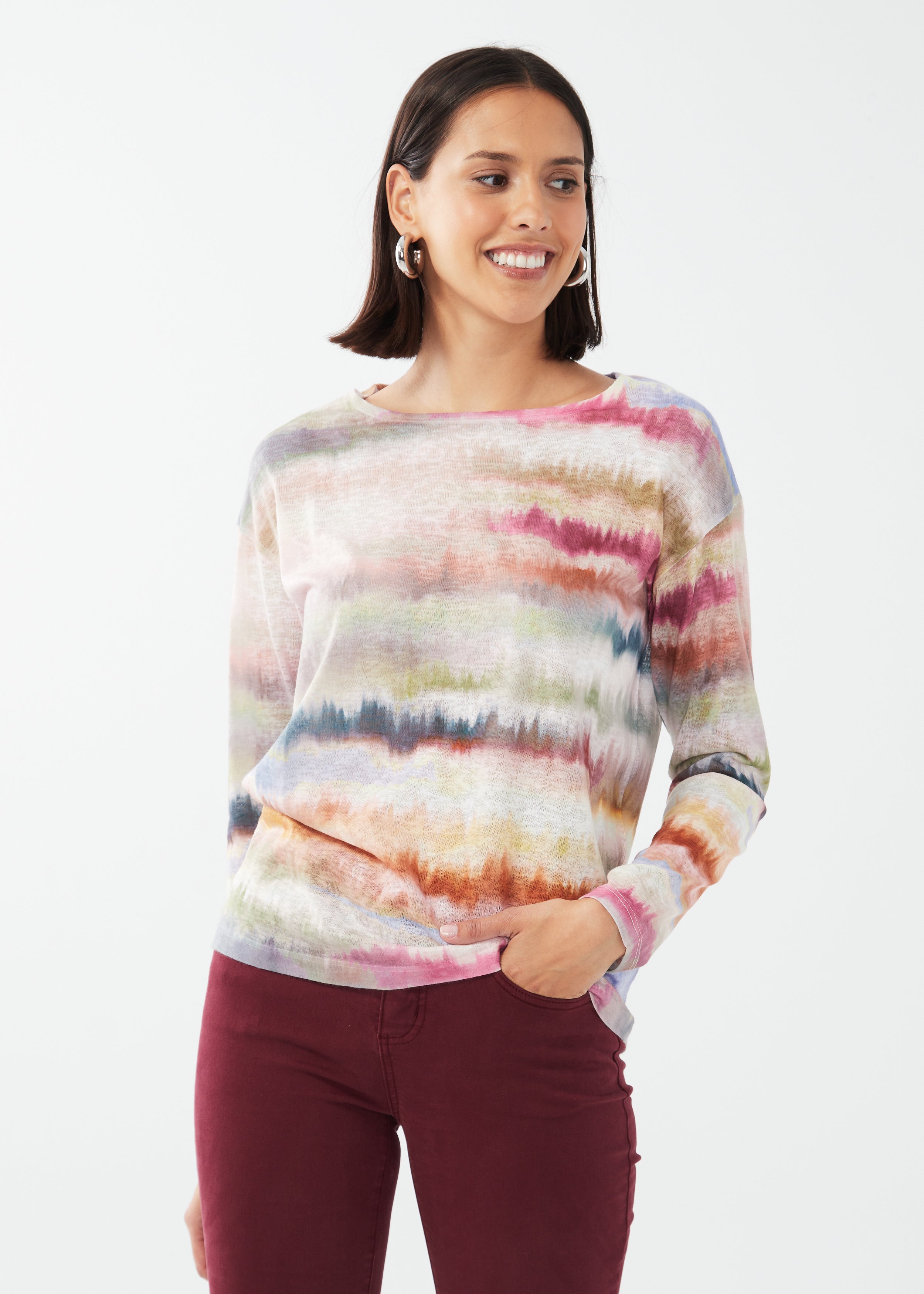 Printed Boatneck Top 3225451