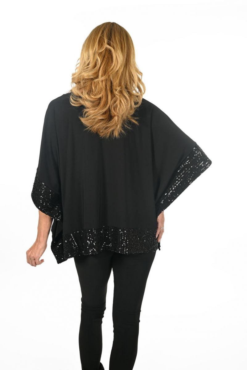 Black Poncho Top with V-neckline Style 234243