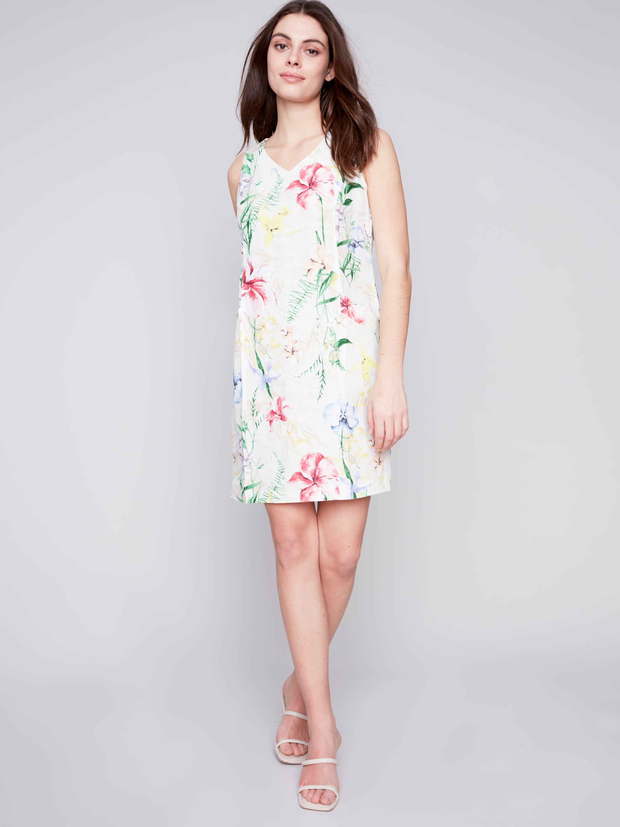 Printed Sleeveless Dress With Coconut Buttons C3115PX-032B