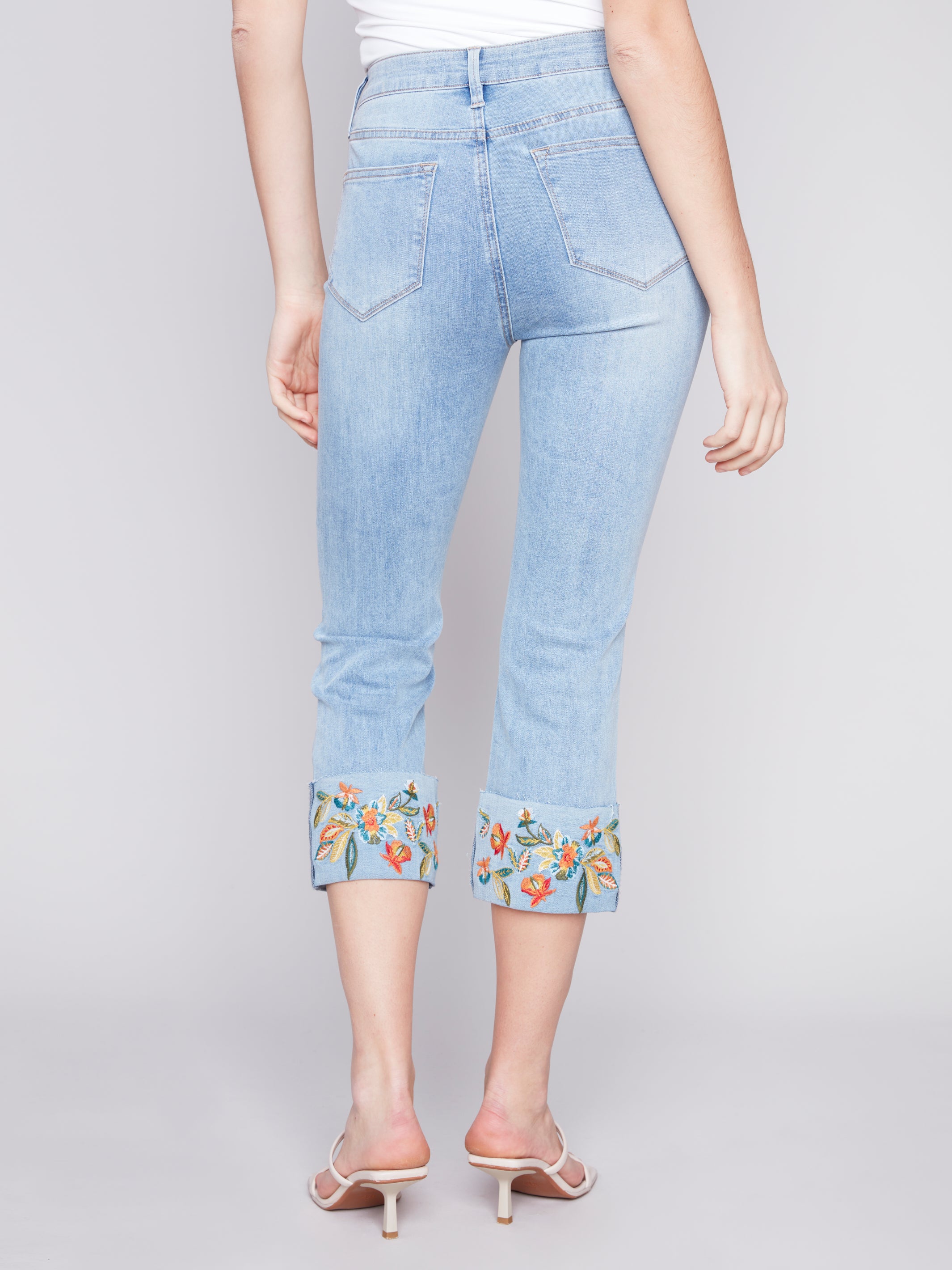 Embroidered Cuffed Ankle Pants C5473-431A