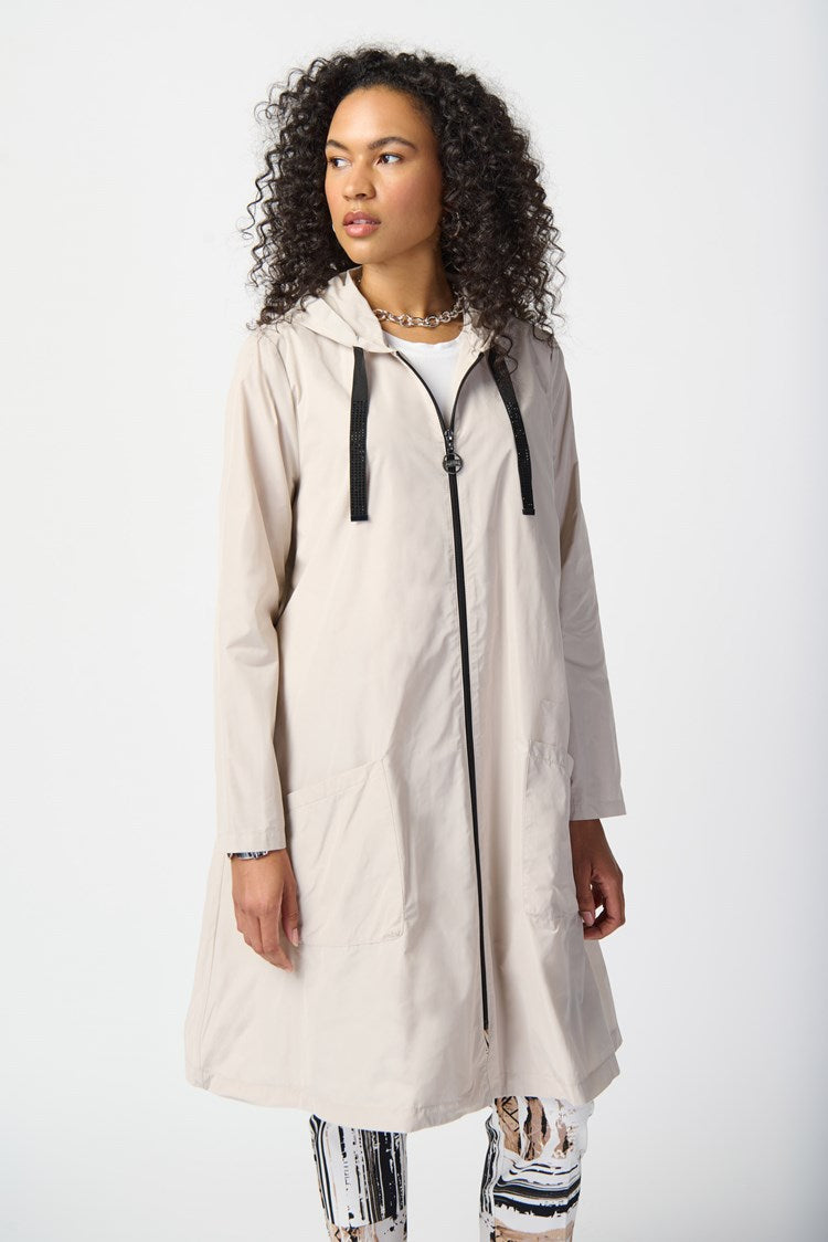 Memory Woven Hooded Trapeze Coat 241068