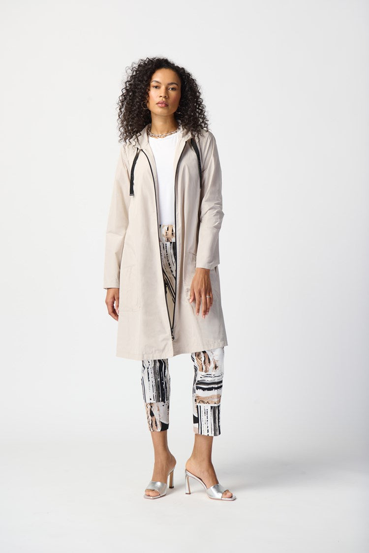 Memory Woven Hooded Trapeze Coat 241068